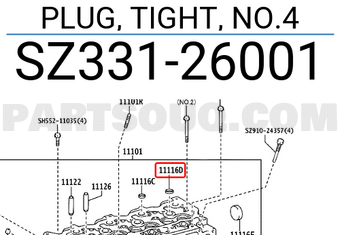 Toyota SZ33126001 PLUG, TIGHT, NO.4