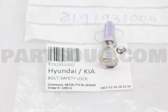 8191931000 BOLT-SAFETY LOCK