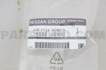 28886JD900 Nissan ARM ASSY-WINDSHIELD WIPER