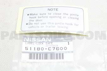 51180C7600 LABEL-CAUTION,PINTLE HOOK