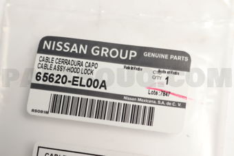 65620EL00A CABLE ASSY-HOOD LOCK CONTROL