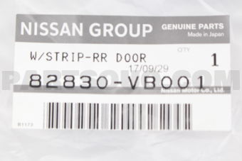 82830VB001 WEATHERSTRIP-REAR DOOR,RH