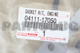 0411117050 Toyota GASKET KIT, ENGINE OVERHAUL