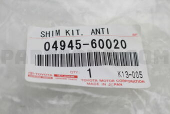 0494560020 SHIM KIT, ANTI SQUEAL, FRONT
