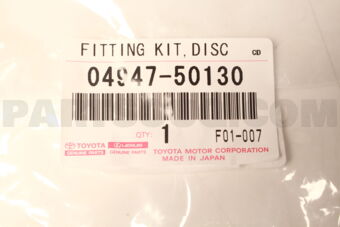 0494750130 Toyota FITTING KIT, DISC BRAKE, FRONT