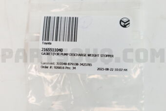 2165511040 Toyota GASKET(FOR PUMP DISCHARGE WEIGHT STOPPER)