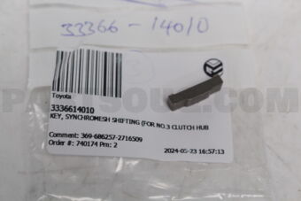 3336614010 Toyota KEY, SYNCHROMESH SHIFTING (FOR NO.3 CLUTCH HUB)