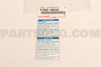 4199248020 Toyota LABEL, DIFFERENTIAL NOTICE
