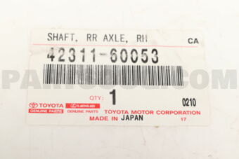 4231160053 SHAFT, REAR AXLE, RH