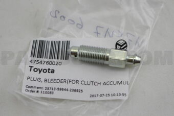 4754760020 PLUG, BLEEDER(FOR CLUTCH ACCUMULAT
