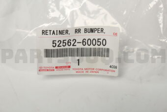 5256260050 Toyota RETAINER, REAR BUMPER, UPPER RH