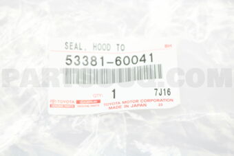 5338160041 SEAL, HOOD TO RADIATOR SUPPORT