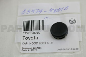 5357950010 CAP, HOOD LOCK NUT