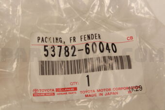 5378260040 Toyota PACKING, FRONT FENDER APRON TRIM, B