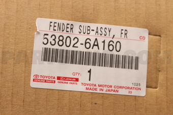 538026A160 Toyota FENDER SUB-ASSY, FRONT LH