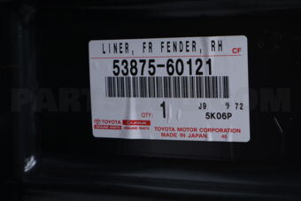 5387560121 Toyota LINER, FRONT FENDER, RH