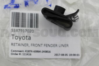 5387917020 RETAINER, FRONT FENDER LINER