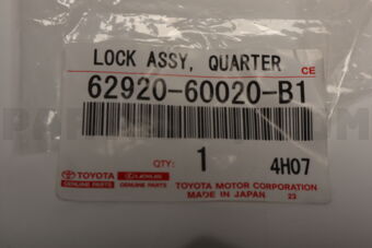 6292060020B1 Toyota LOCK ASSY, QUARTER WINDOW, RH/LH