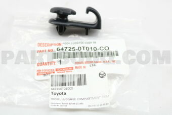 647250T010C0 HOOK, LUGGAGE COMPARTMENT TRIM, 