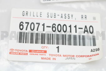 6707160011A0 GRILLE, SPEAKER REAR DOOR, RH