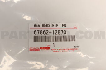 6786212870 Toyota WEATHERSTRIP, FRONT DOOR, LH
