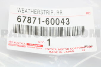 6787160043 WEATHERSTRIP, REAR DOOR, RH