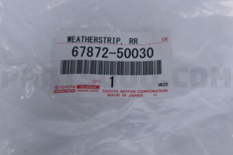 6787250030 Toyota WEATHERSTRIP, REAR DOOR, LH