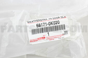 681710K020 Toyota WEATHERSTRIP, FRONT DOOR GLASS, INNER RH