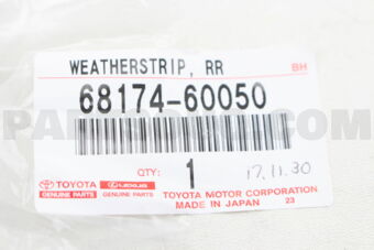 6817460050 WEATHERSTRIP, REAR DOOR GLASS, INN