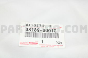 6818960010 WEATHERSTRIP, REAR DOOR QUARTER WI