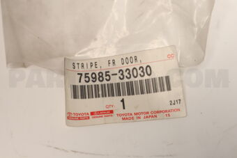 7598533030 Toyota TAPE, BLACK OUT FRONT DOOR, INNER REAR RH