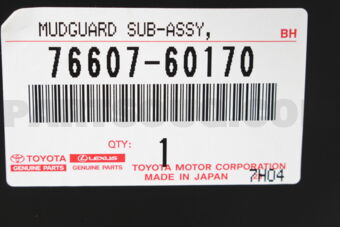 7660760170 MUDGUARD SUB-ASSY, QUARTER PANEL, 