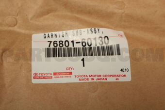7680160130 Toyota GARNISH SUB-ASSY, BACK DOOR, OUTSIDE RH