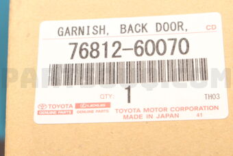 7681260070 Toyota GARNISH, BACK DOOR, OUTSIDE NO.2