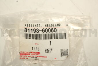 8119360060 Toyota RETAINER, RH HEADLAMP PROTECTOR, UPR RH