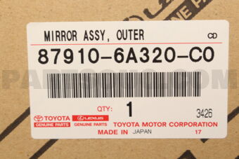 879106A320C0 MIRROR ASSY, OUTER REAR VIEW, RH