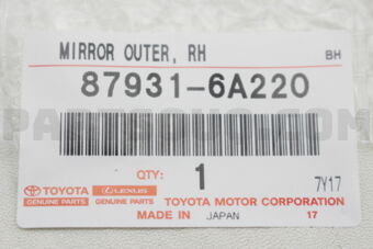 879316A220 MIRROR SUB-ASSY, OUTER REAR VIEW, 