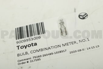 9009953009 BULB, COMBINATION METER, NO.1