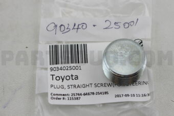 9034025001 PLUG, STRAIGHT SCREW(FOR STEERING 