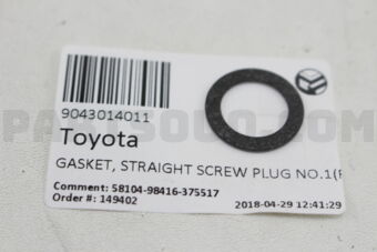 9043014011 GASKET, STRAIGHT SCREW PLUG NO.1(F
