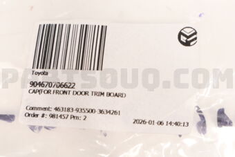 904670706622 Toyota CAP(FOR FRONT DOOR TRIM BOARD)