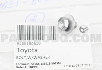 91631B0610 BOLT,W/WASHER