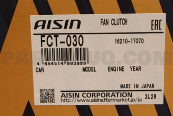 AISIN FCT030 FAN CLUTCH 16210-17070 TO LAND CRUISER 199908-200701 AISIN