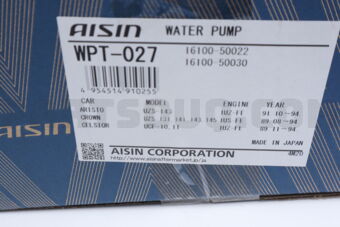 AISIN WPT027 WATER PUMP LE 16100-50021 LS400 199312-199410 AISIN