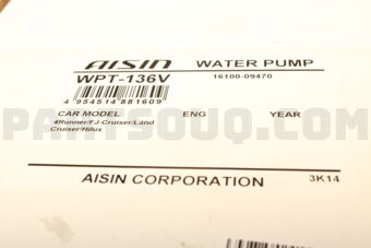 AISIN WPT136V WATER PUMP 16100-39406,16100-09470 1GRFE TO FORTUNER 200507-AISIN