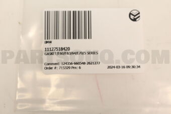 BMW 11127518420 GASKET/E60/E63/64/E70/5 SERIES