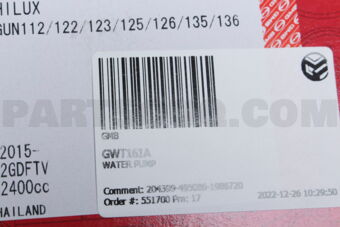 GMB GWT161A WATER PUMP