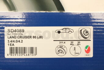 Hi-Q SD4089 BRAKE DISC ROTOR FRONT 43512-60090 TO LAND CRUISER 199001-199712 HI-Q