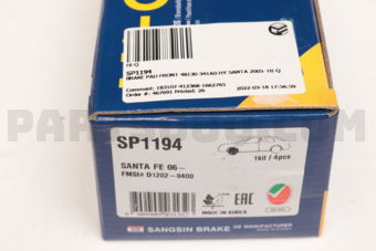 Hi-Q SP1194 BRAKE PAD FRONT 48130-341A0 HY SANTA 2005- HI-Q