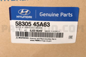 Hyundai / KIA 5830545A63 SHOE & LINING KIT-BRAKE